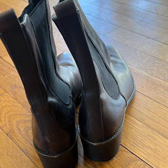 Brown Leather Chelsea Pointy Toe Ankle Boots Brown Wize 40 - Picture 6 of 7